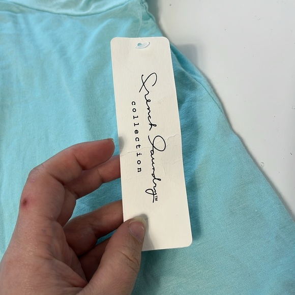 French Laundry Collection Medium Blue Short Sleeve Off the Shoulder Blouse - Picture 5 of 6